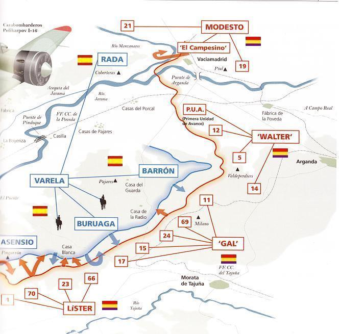 MAPA DE OPERACIONES BATALLA DEL JARAMA